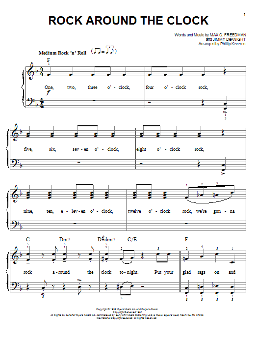 Bill Haley & His Comets Rock Around The Clock (arr. Phillip Keveren) sheet music notes and chords arranged for Easy Piano