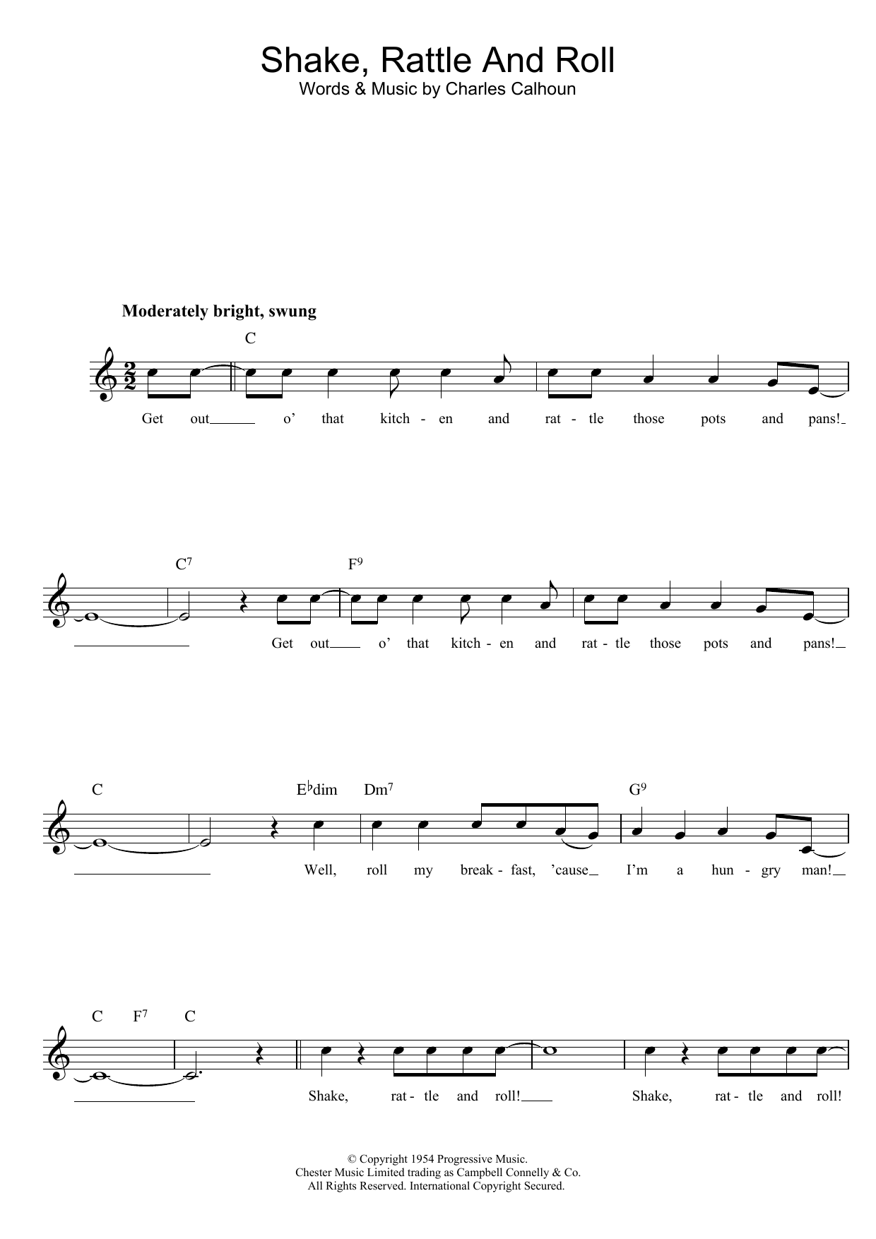 Bill Haley & His Comets Shake, Rattle And Roll sheet music notes and chords arranged for Cello Solo