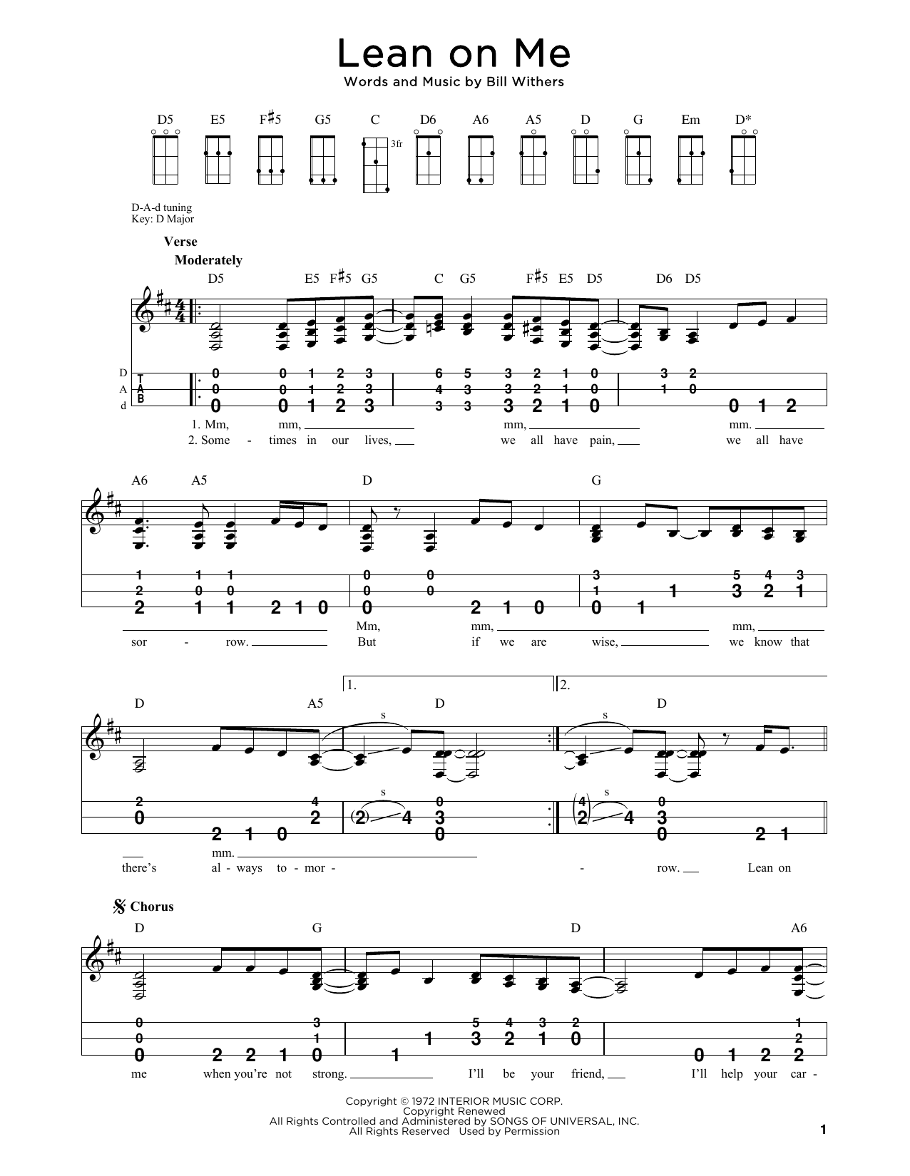 Bill Withers Lean On Me (arr. Steven B. Eulberg) sheet music notes and chords arranged for Dulcimer