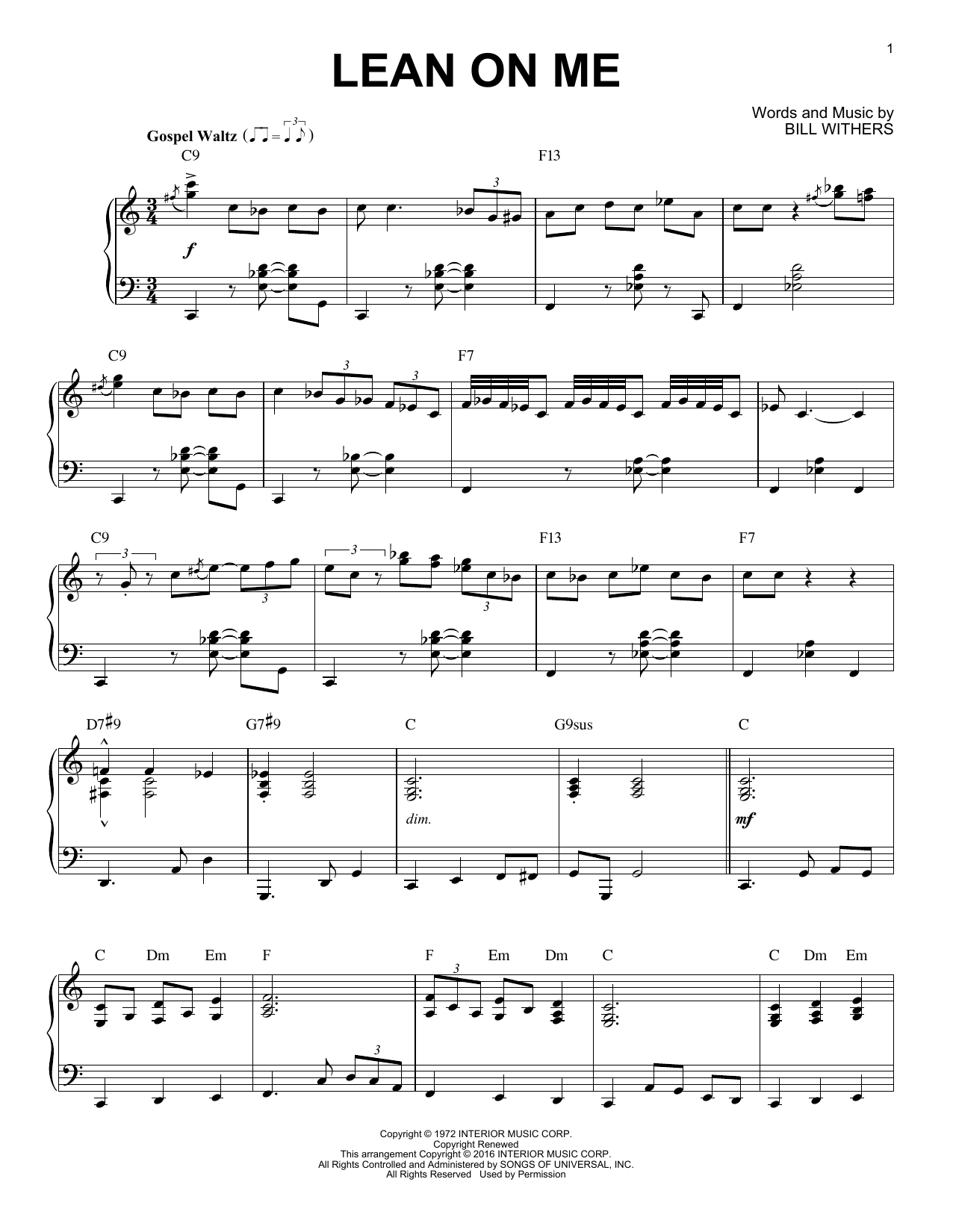 Bill Withers Lean On Me [Jazz version] (arr. Brent Edstrom) sheet music notes and chords arranged for Piano Solo