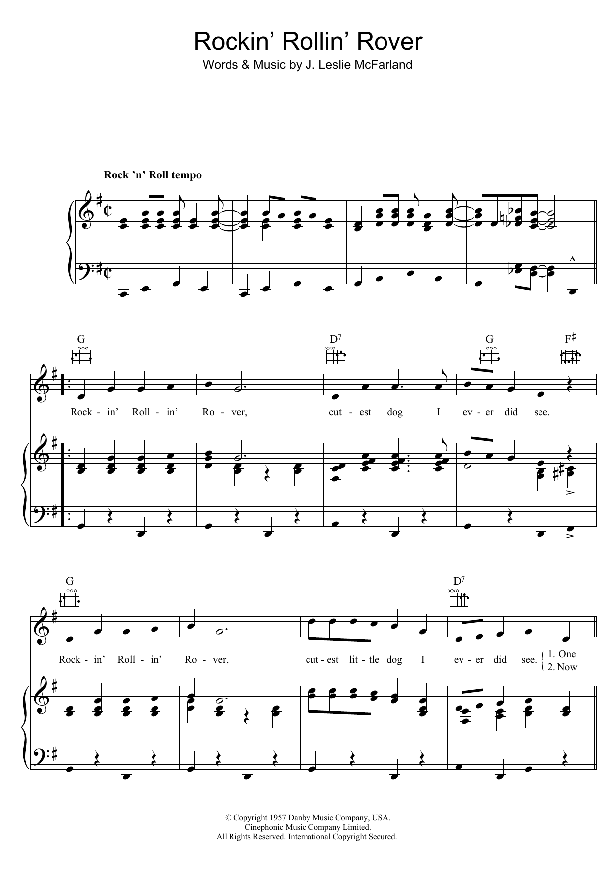 Bill Haley & His Comets Rockin' Rollin' Rover sheet music notes and chords arranged for Piano, Vocal & Guitar Chords