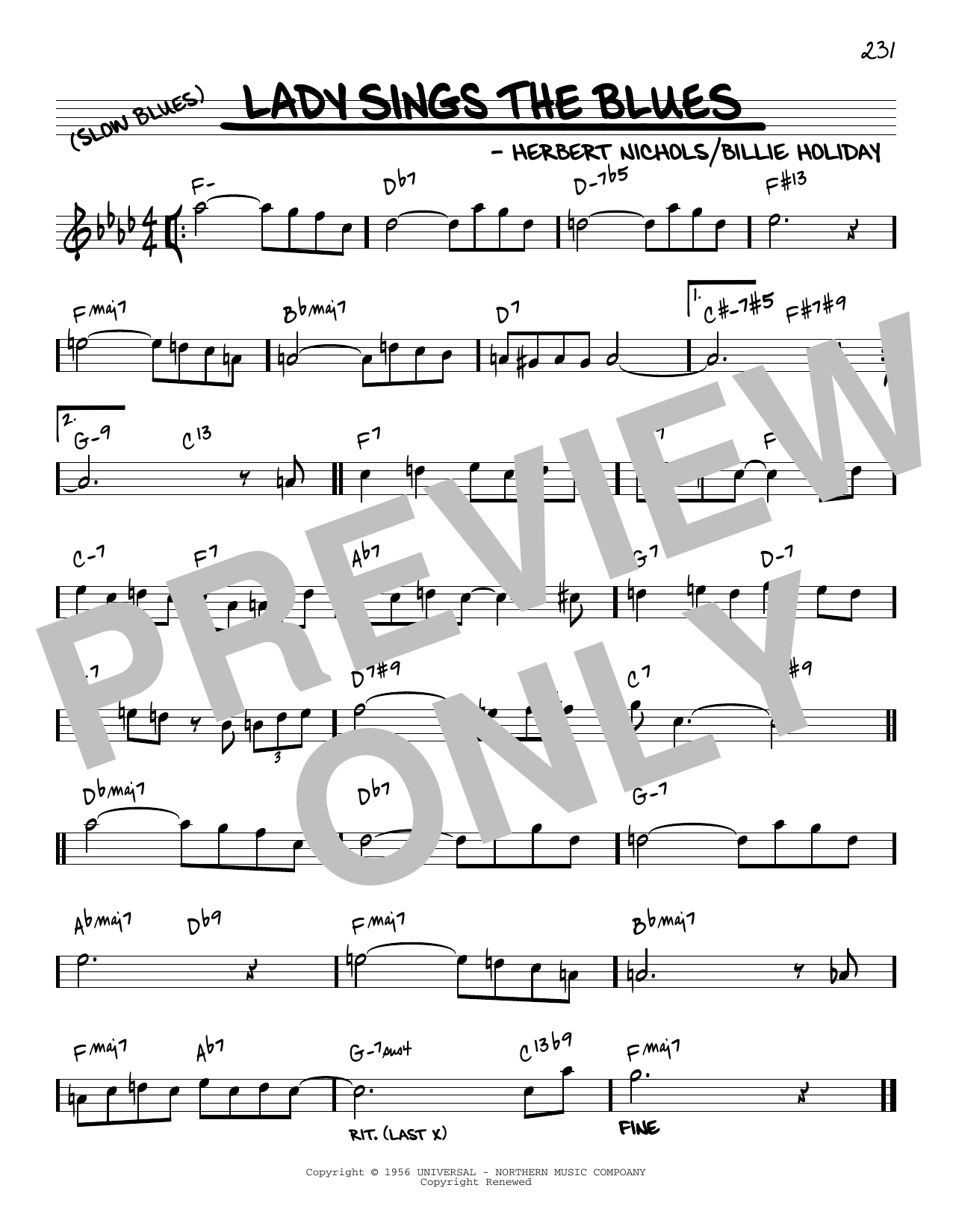 Billie Holiday Lady Sings The Blues [Reharmonized version] (arr. Jack Grassel) sheet music notes and chords arranged for Real Book – Melody & Chords