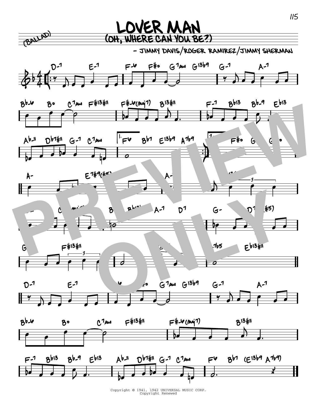 Billie Holiday Lover Man (Oh, Where Can You Be?) (arr. David Hazeltine) sheet music notes and chords arranged for Real Book – Enhanced Chords