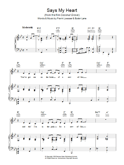 Billie Holiday Says My Heart sheet music notes and chords arranged for Piano, Vocal & Guitar Chords