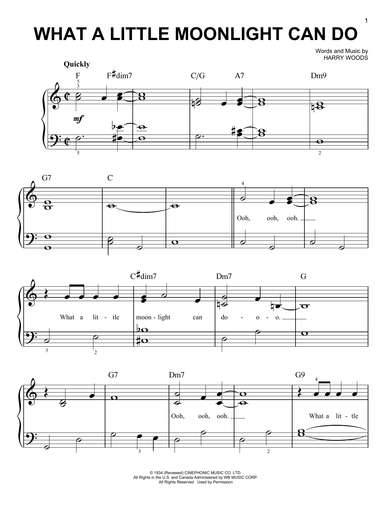 Billie Holiday What A Little Moonlight Can Do sheet music notes and chords arranged for Easy Piano