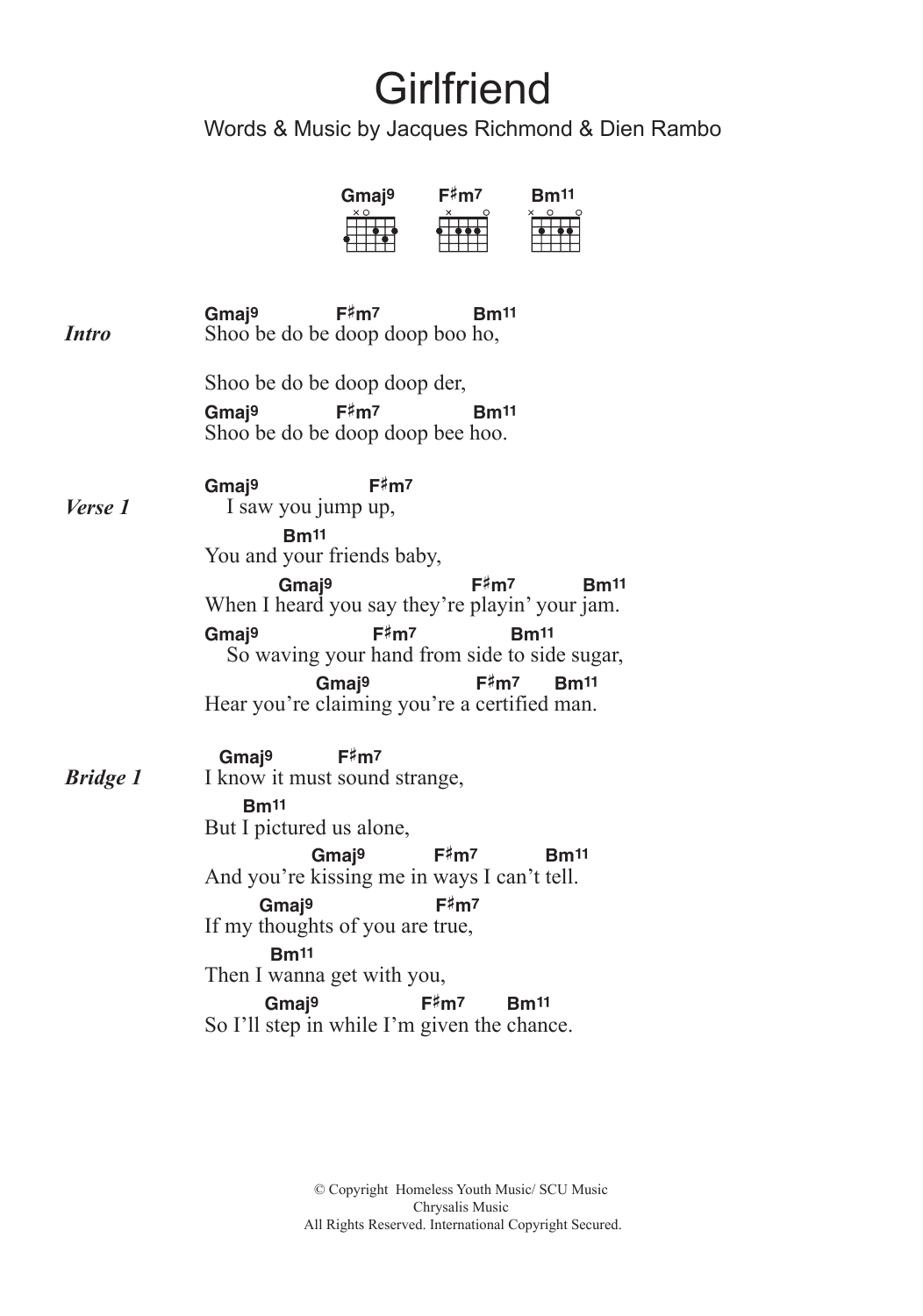 Billie Piper Girlfriend sheet music notes and chords arranged for Guitar Chords/Lyrics