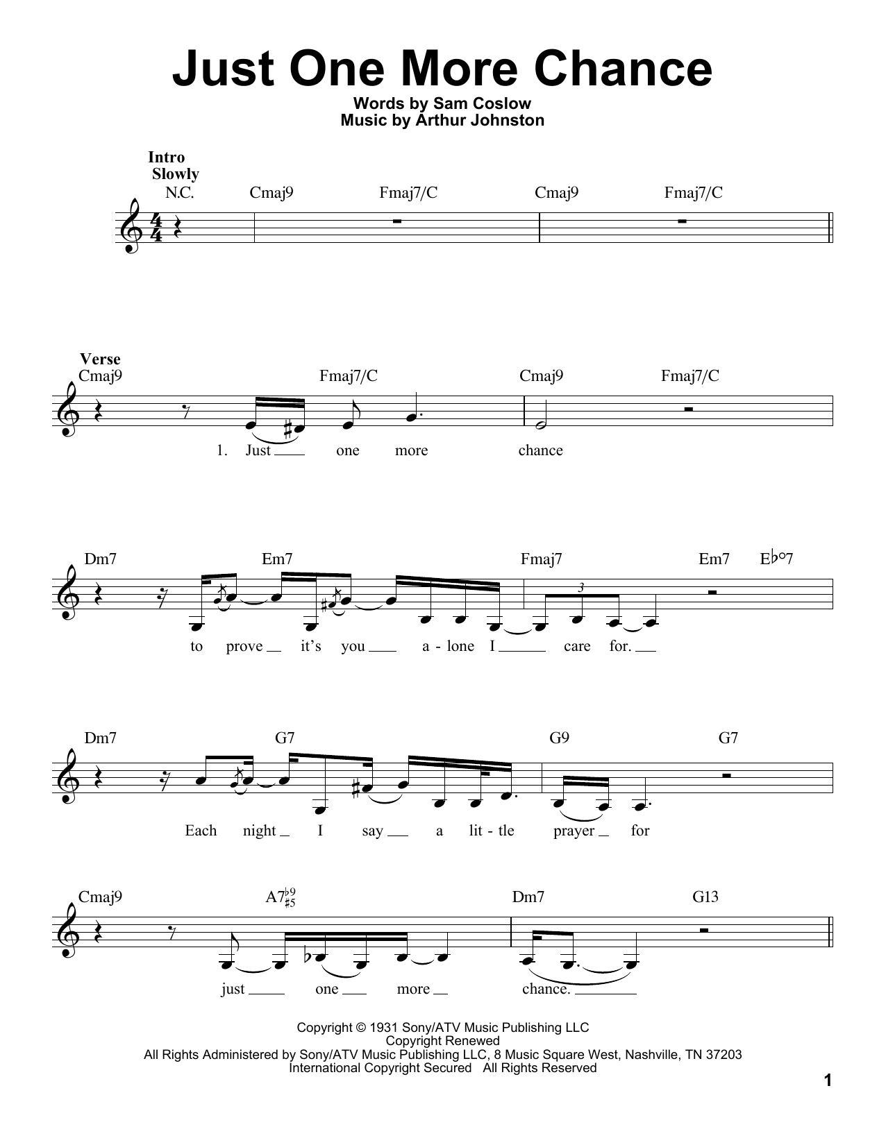 Billie Holiday Just One More Chance sheet music notes and chords. Download Printable PDF.
