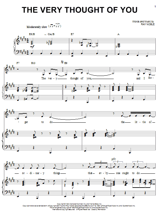 Billie Holiday The Very Thought Of You sheet music notes and chords arranged for Piano & Vocal