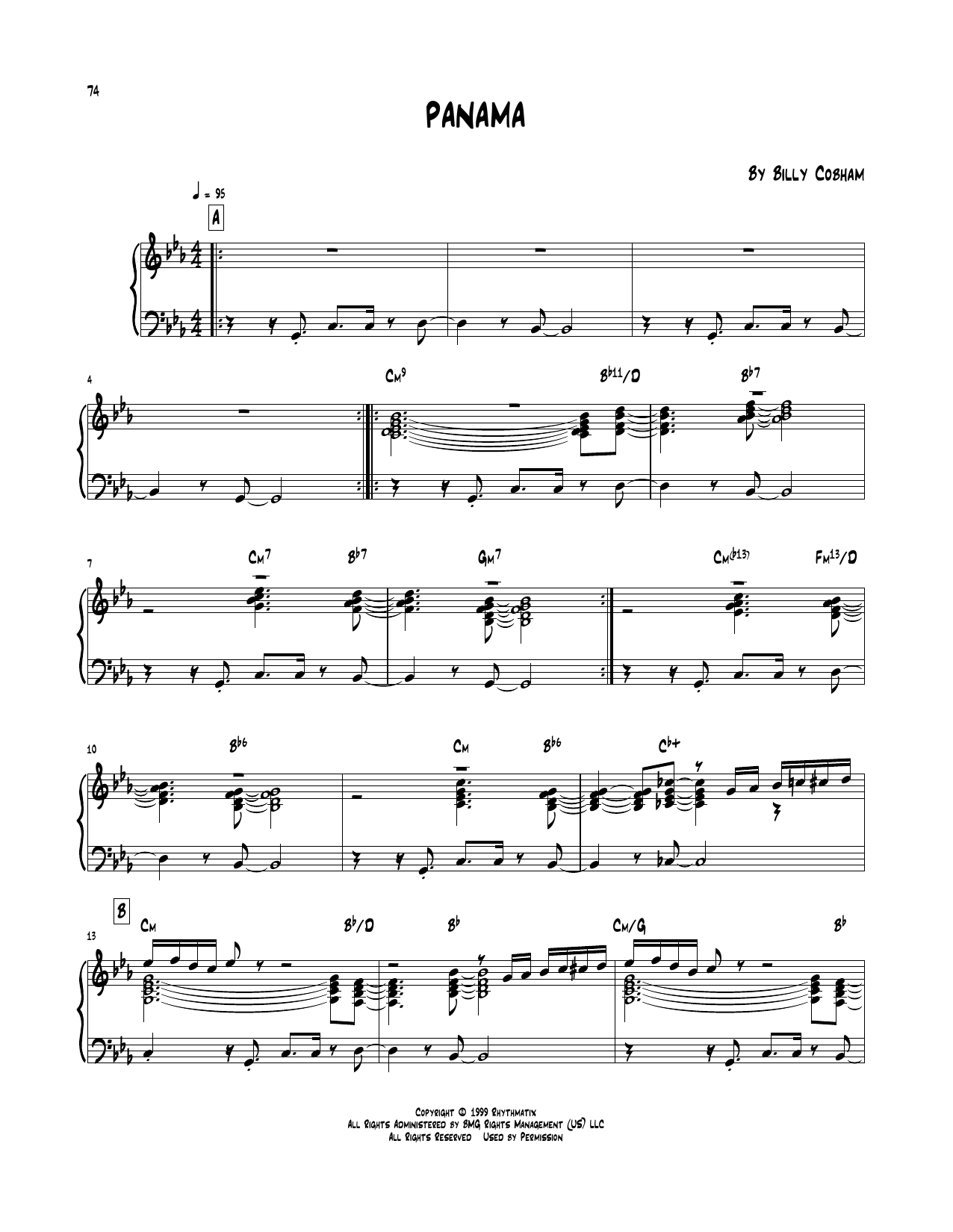 Billy Cobham Panama sheet music notes and chords arranged for Piano Transcription
