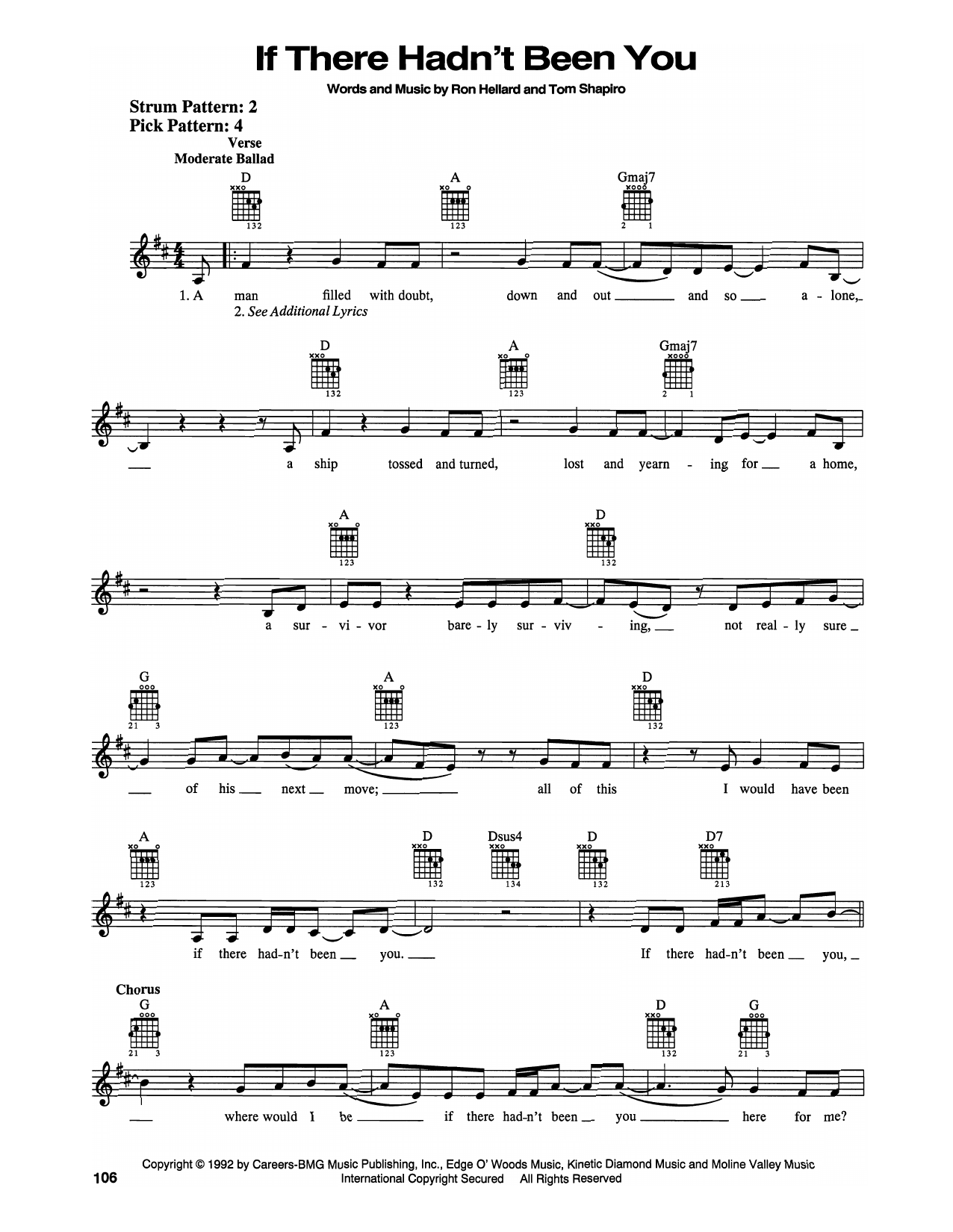 Billy Dean If There Hadn't Been You sheet music notes and chords arranged for Easy Guitar