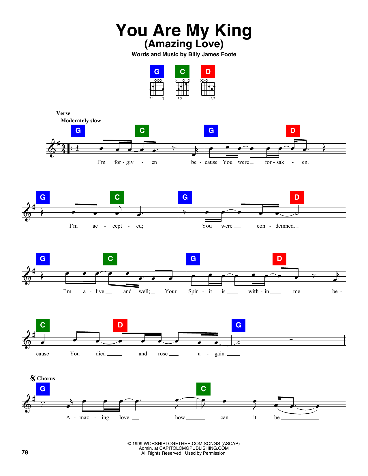 Billy Foote You Are My King (Amazing Love) sheet music notes and chords arranged for ChordBuddy