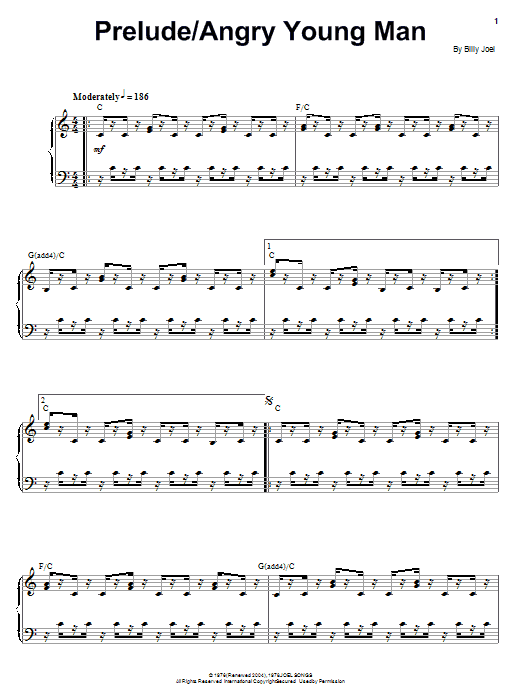 Billy Joel Angry Young Man sheet music notes and chords arranged for Guitar Chords/Lyrics