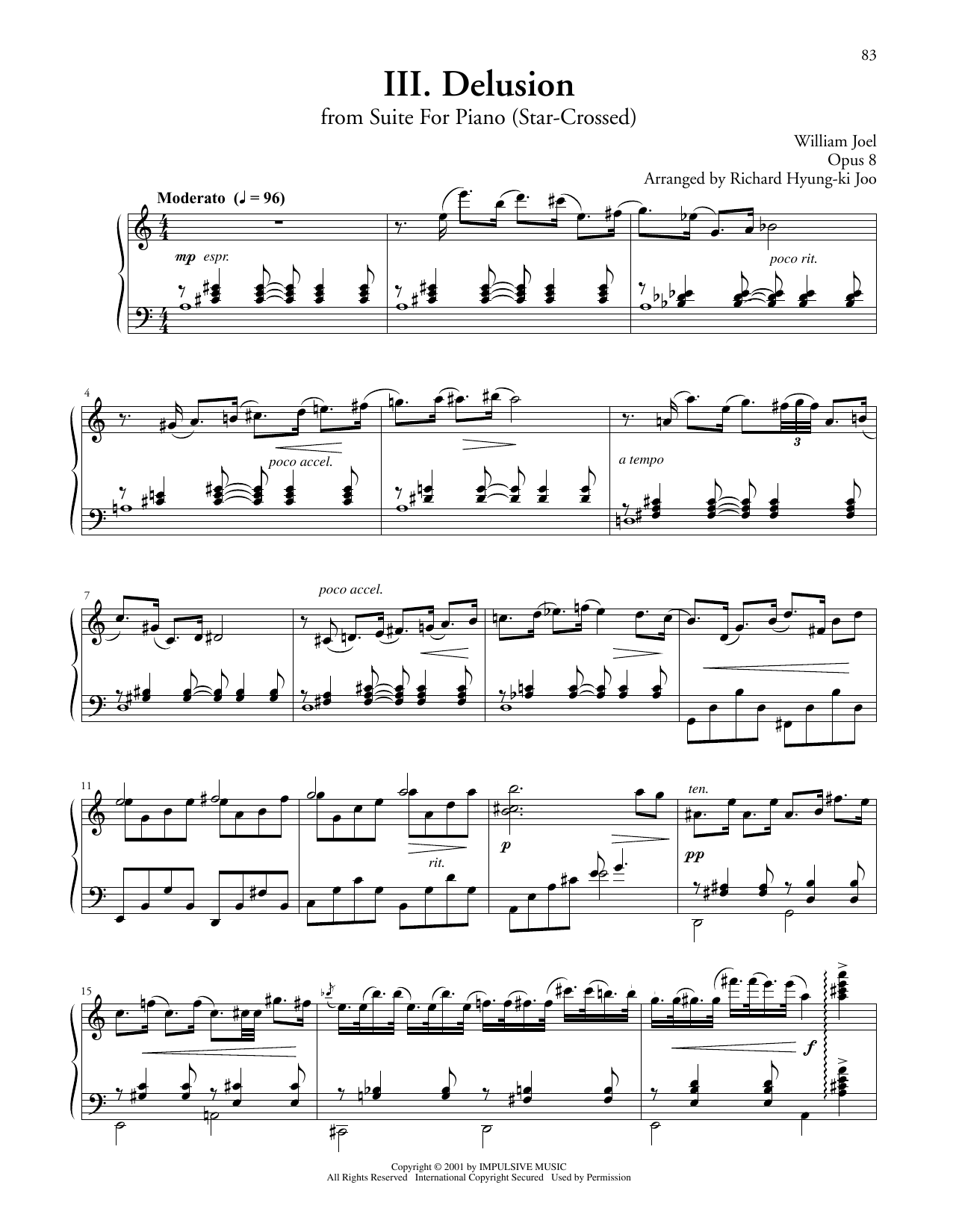 Billy Joel Delusion From Suite For Piano sheet music notes and chords arranged for Piano Solo