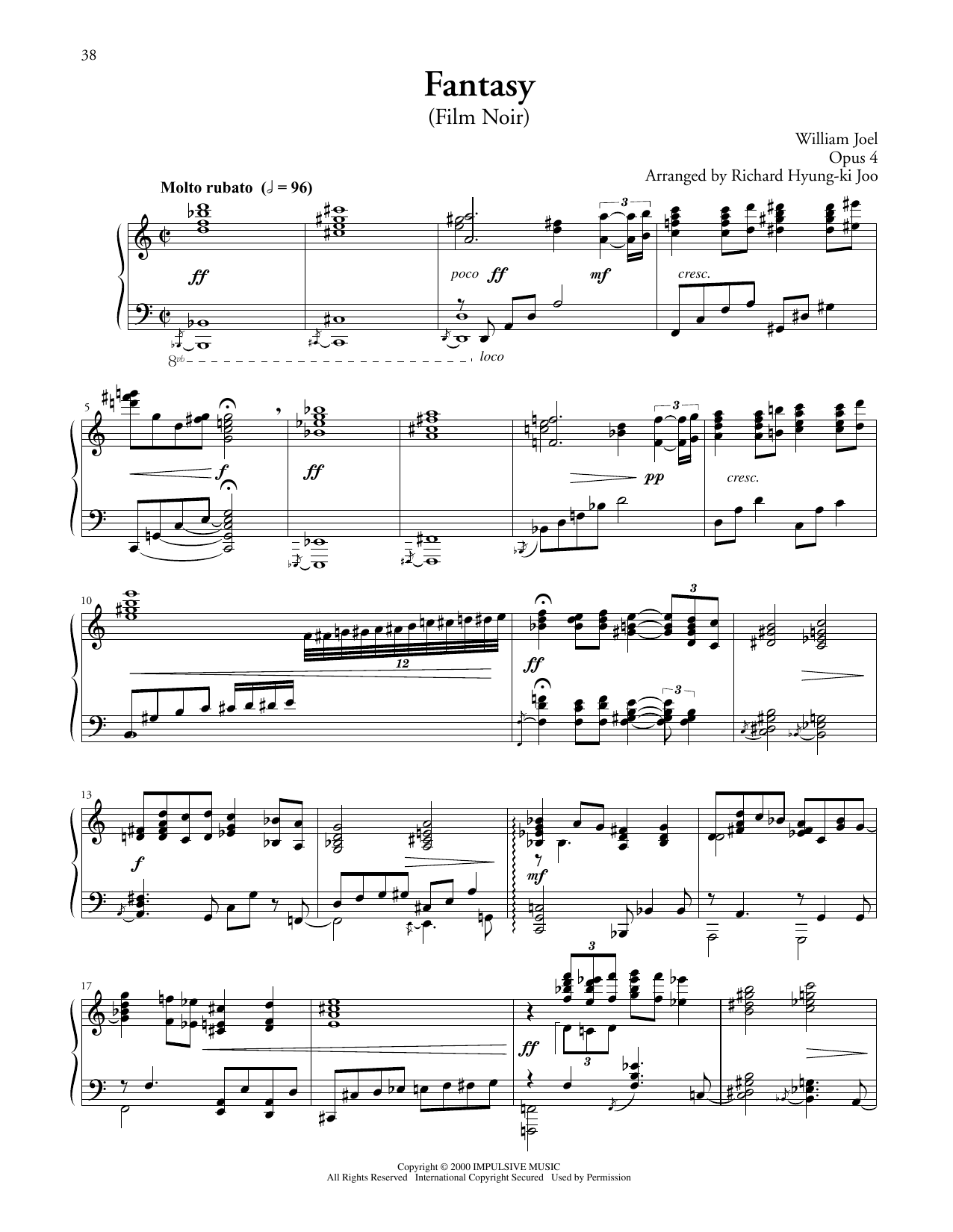 Billy Joel Fantasy (Film Noir) sheet music notes and chords arranged for Piano Solo