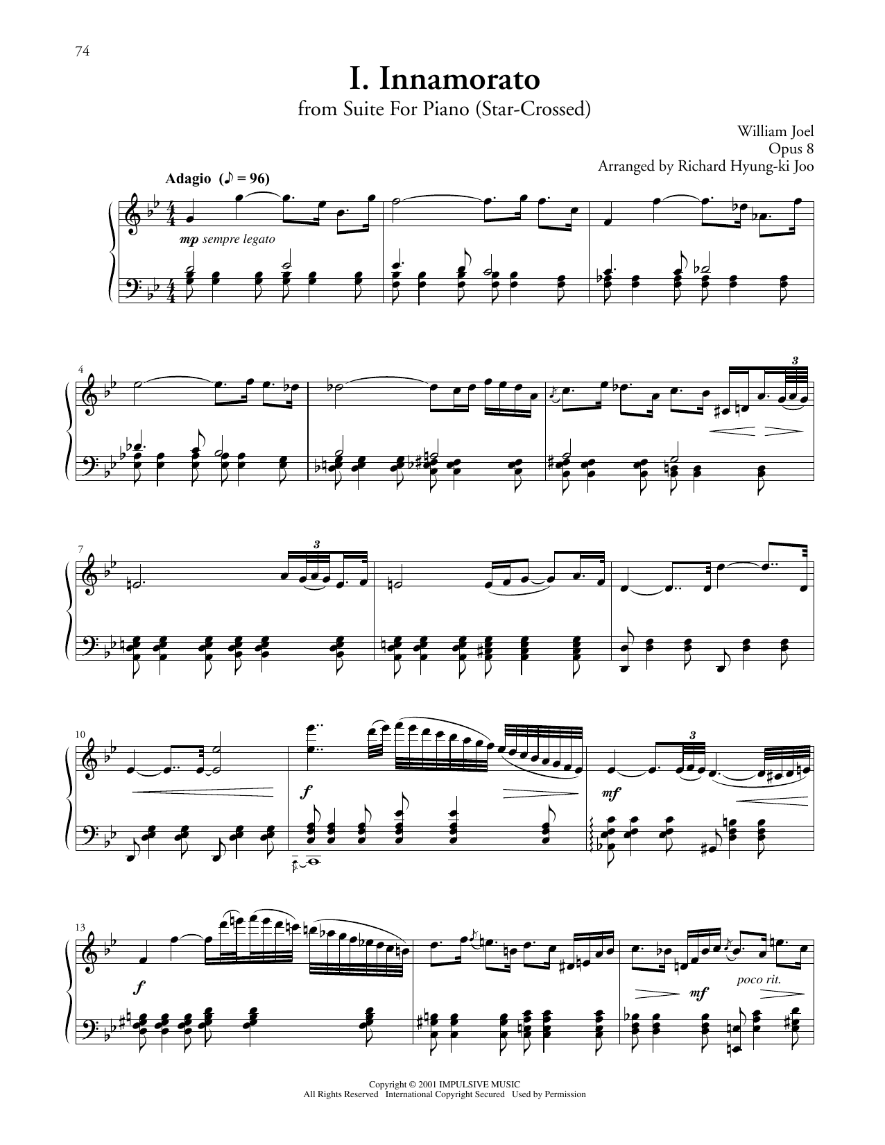 Billy Joel Innamorato From Suite For Piano sheet music notes and chords arranged for Piano Solo
