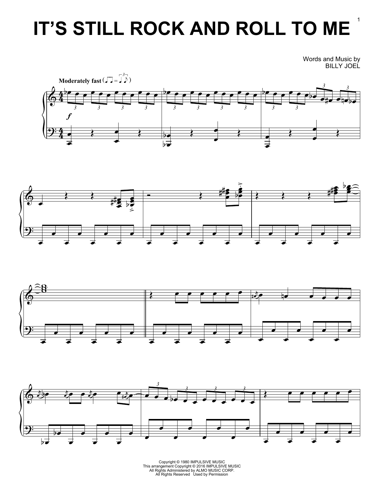 Billy Joel It's Still Rock And Roll To Me [Jazz version] sheet music notes and chords arranged for Piano Solo