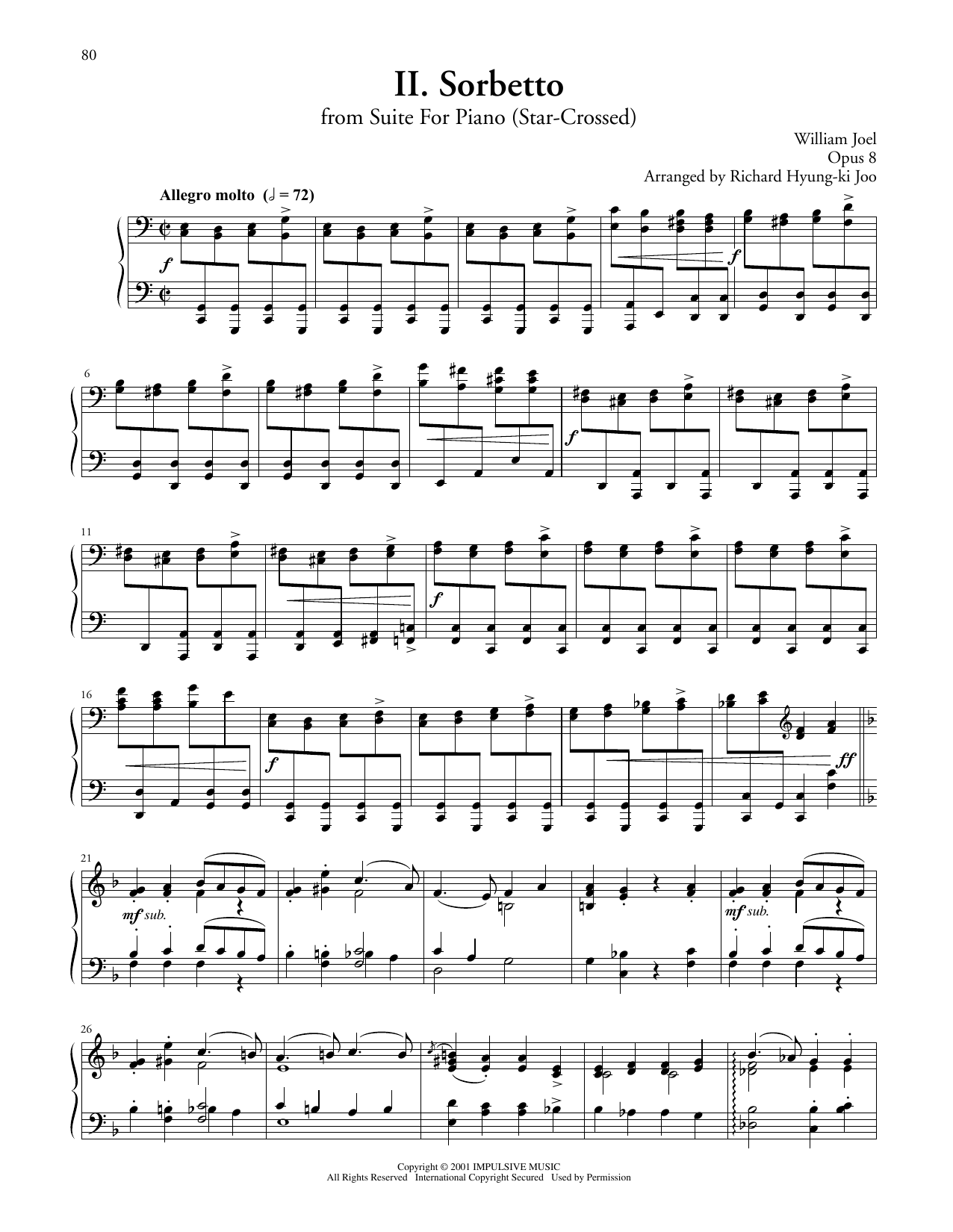 Billy Joel Sorbetto From Suite For Piano sheet music notes and chords arranged for Piano Solo