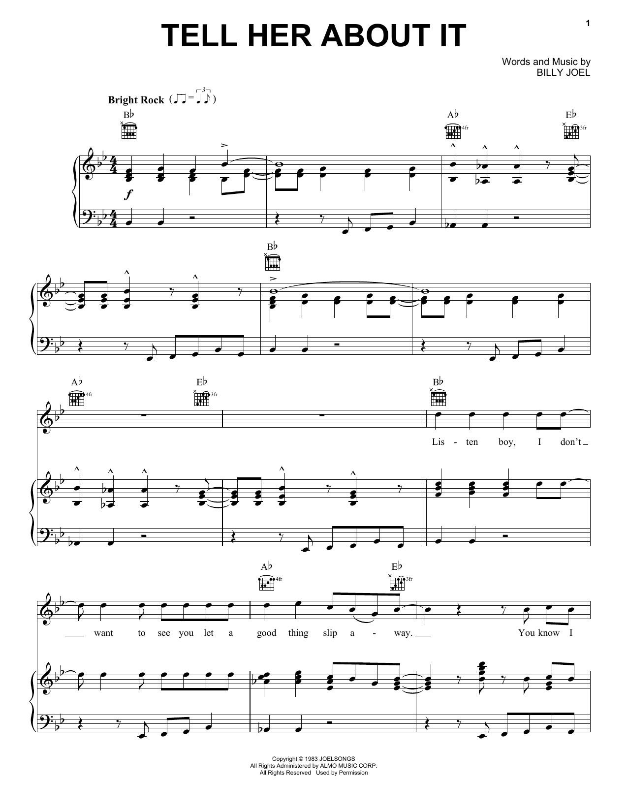 Billy Joel Tell Her About It sheet music notes and chords arranged for Ukulele