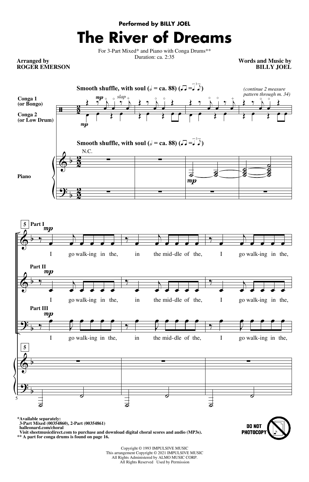 Billy Joel The River Of Dreams (arr. Roger Emerson) sheet music notes and chords arranged for 3-Part Mixed Choir