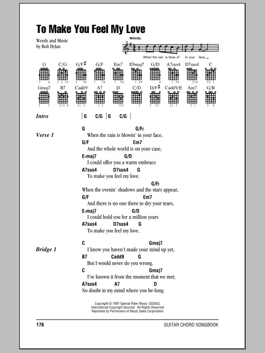 Billy Joel To Make You Feel My Love sheet music notes and chords arranged for Lead Sheet / Fake Book