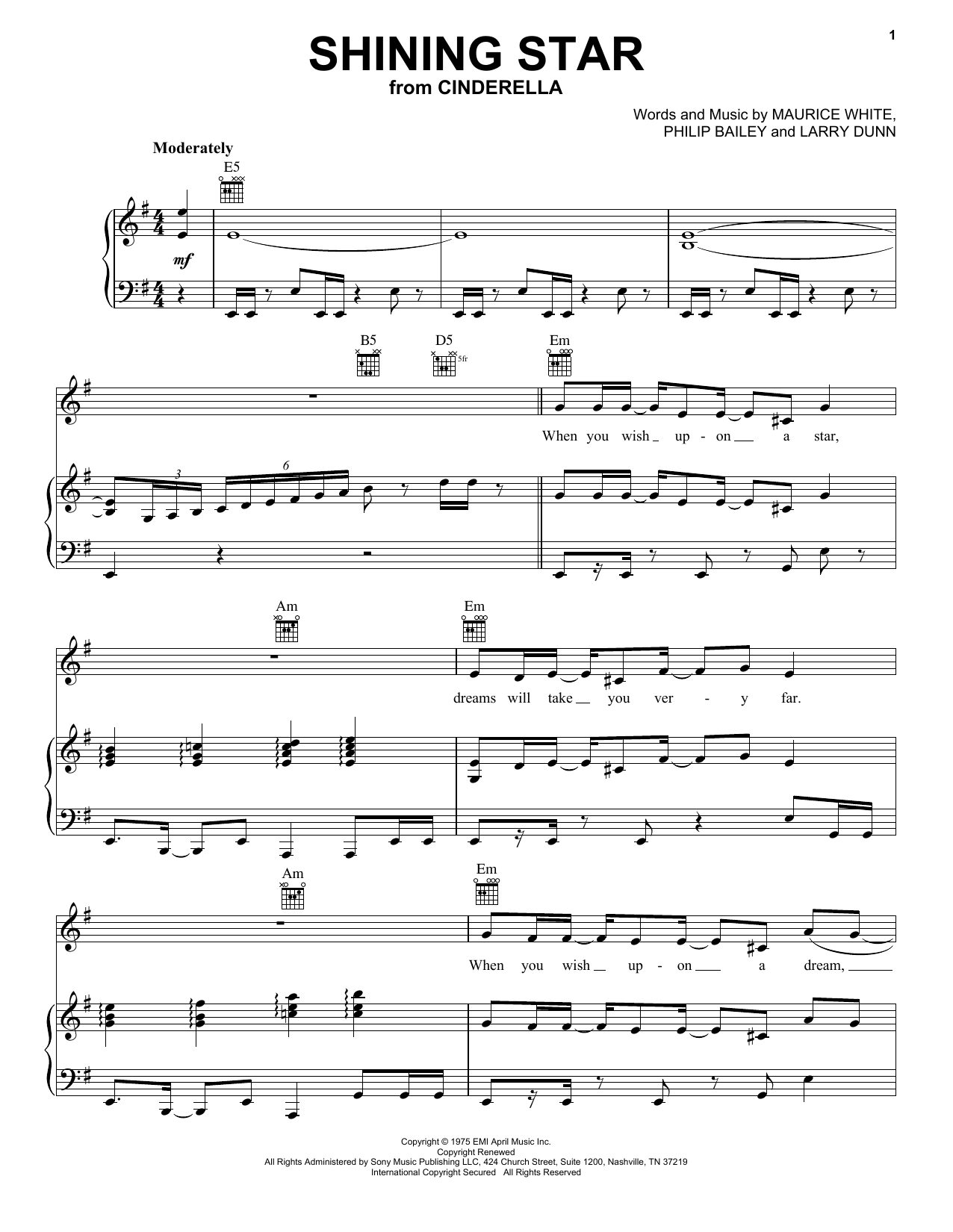 Billy Porter Shining Star (from the Amazon Original Movie Cinderella) sheet music notes and chords arranged for Piano, Vocal & Guitar Chords (Right-Hand Melody)