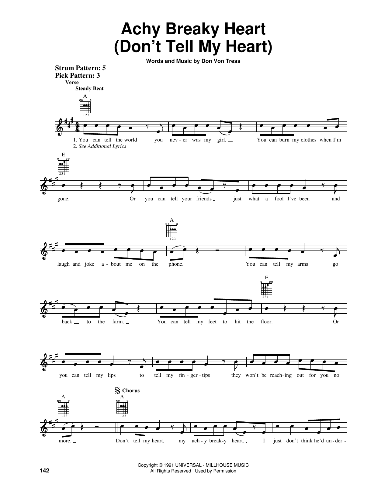 Billy Ray Cyrus Achy Breaky Heart (Don't Tell My Heart) sheet music notes and chords arranged for Ukulele