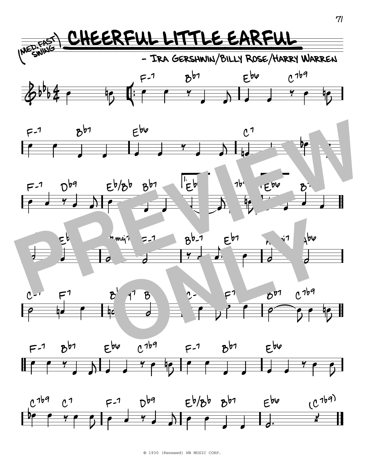 Billy Rose Cheerful Little Earful sheet music notes and chords arranged for Real Book – Melody & Chords