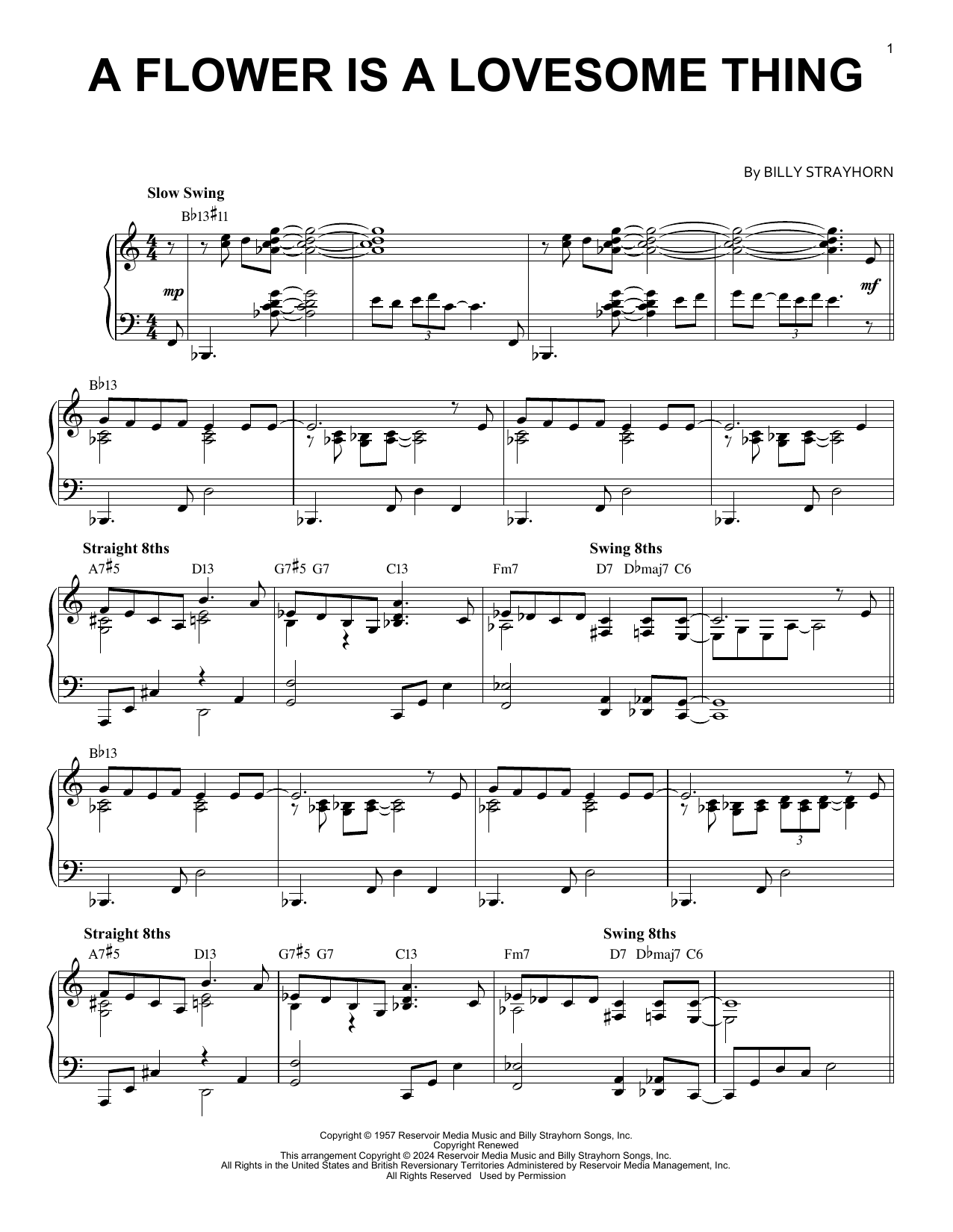 Billy Strayhorn A Flower Is A Lovesome Thing (arr. Brent Edstrom) sheet music notes and chords arranged for Piano Solo