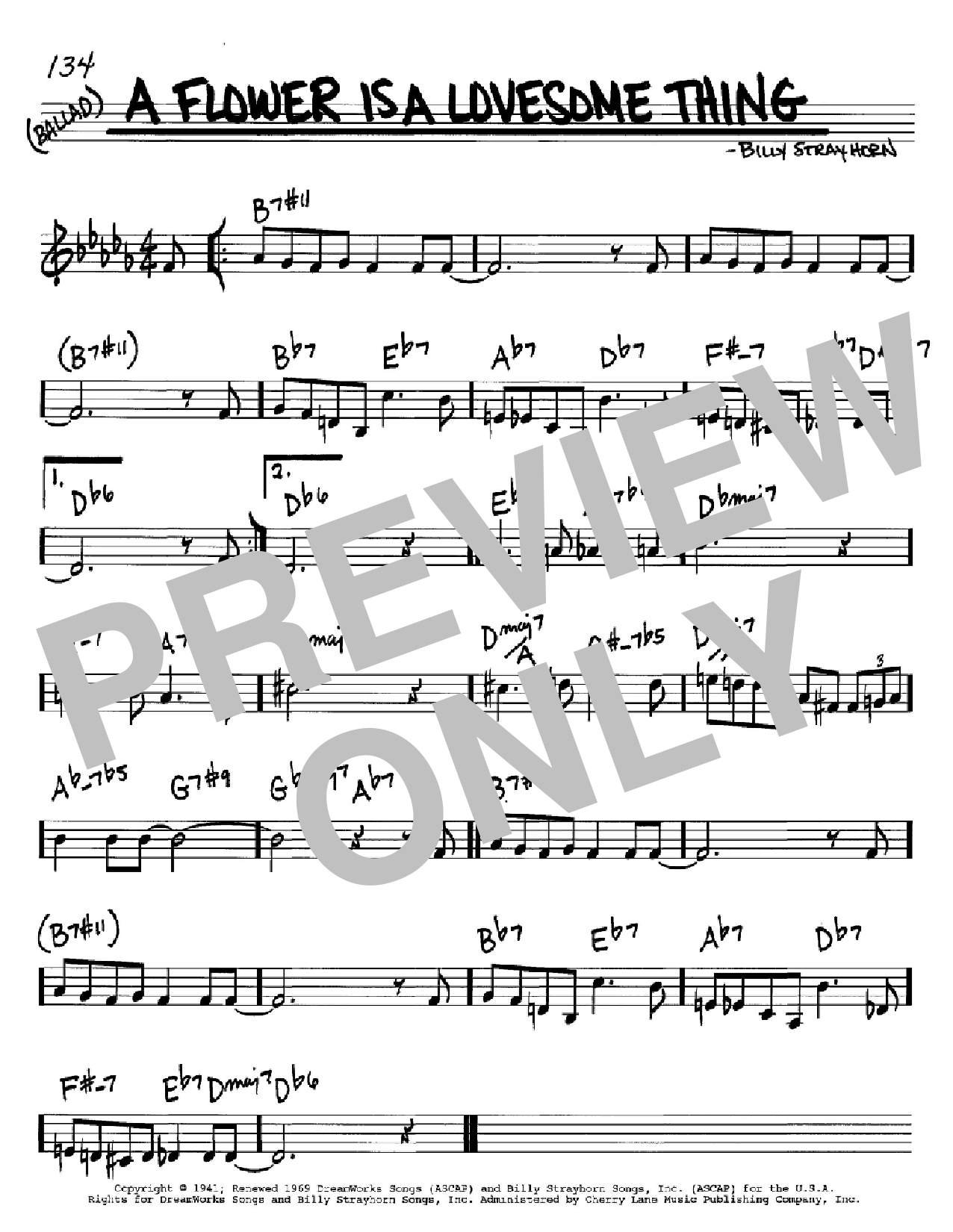 Billy Strayhorn A Flower Is A Lovesome Thing sheet music notes and chords arranged for Real Book – Melody & Chords – C Instruments