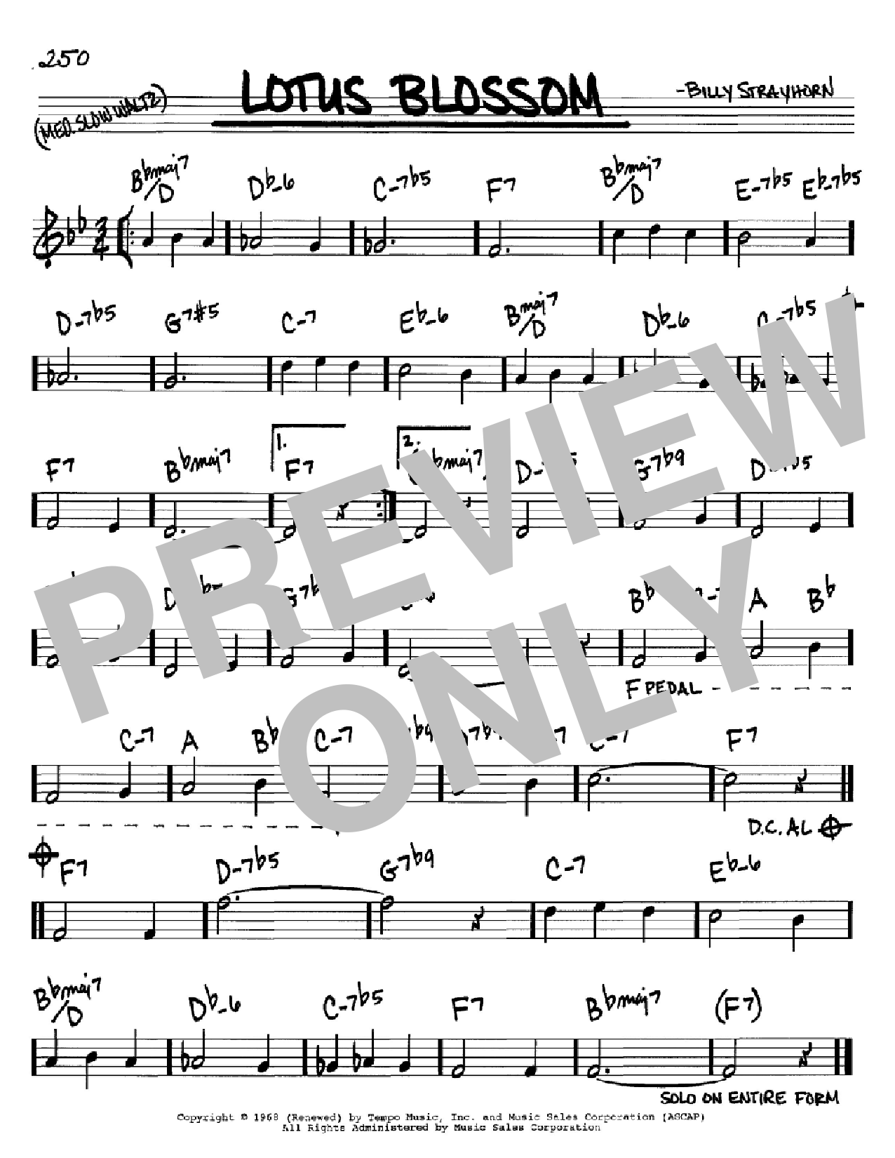 Billy Strayhorn Lotus Blossom sheet music notes and chords arranged for Piano, Vocal & Guitar Chords