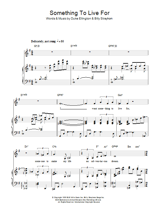 Billy Strayhorn Something To Live For sheet music notes and chords arranged for Piano, Vocal & Guitar Chords