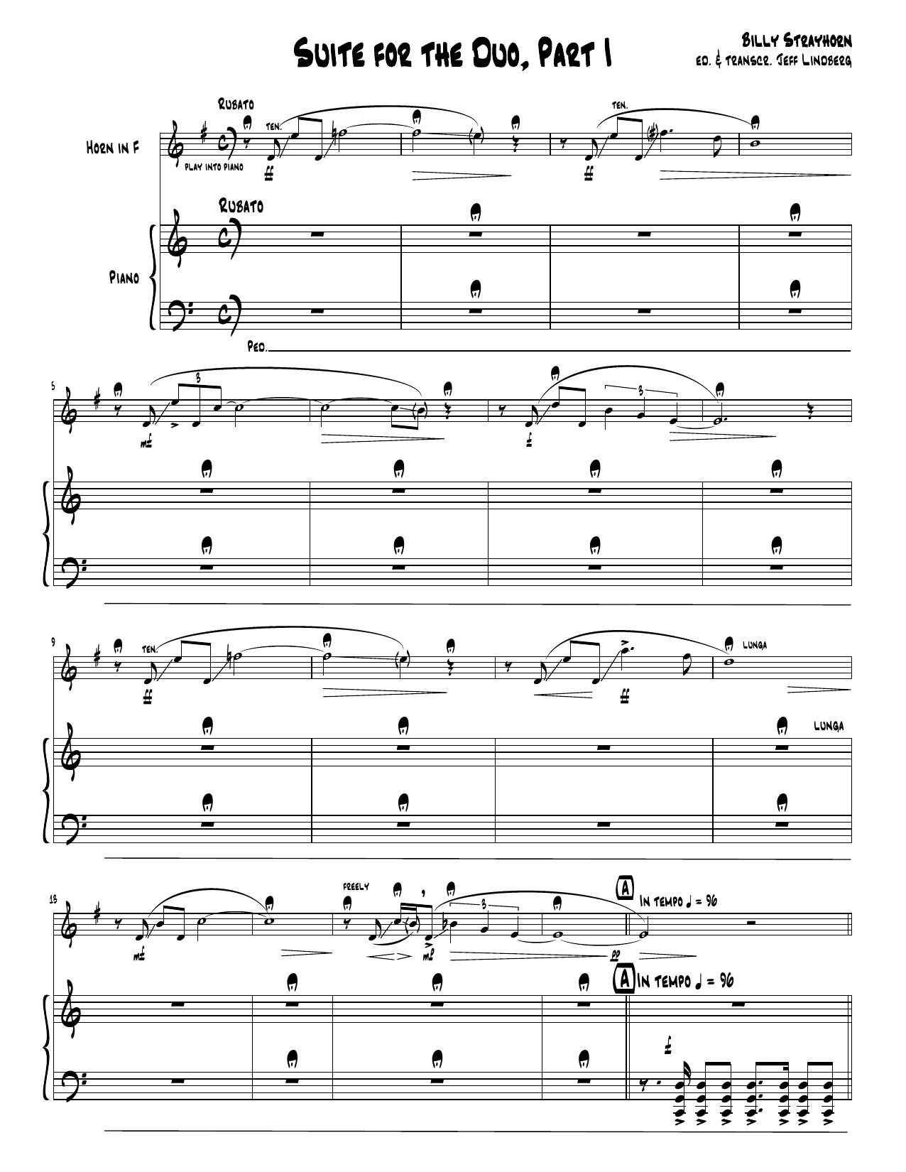 Billy Strayhorn Suite For The Duo (Parts 1-4) sheet music notes and chords arranged for French Horn and Piano