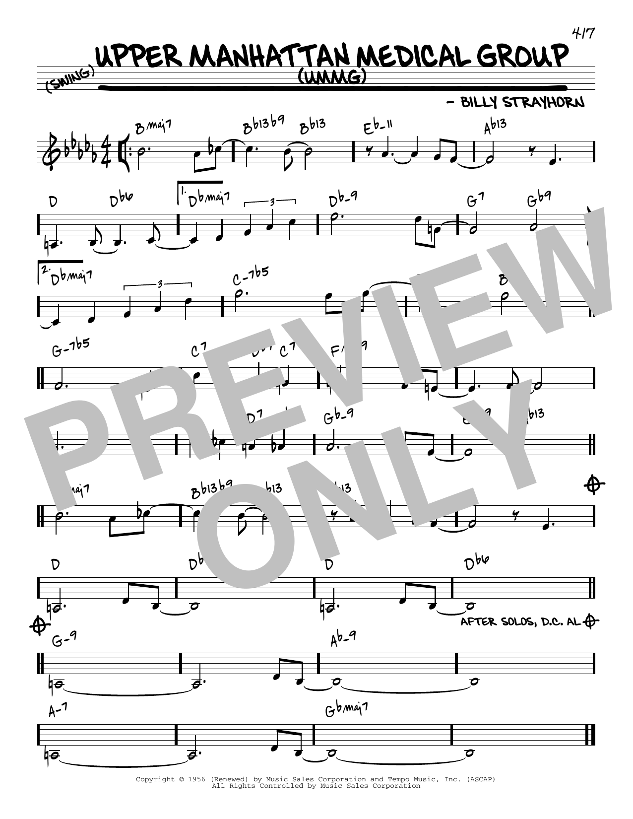Billy Strayhorn Upper Manhattan Medical Group (UMMG) [Reharmonized version] (arr. Jack Grassel) sheet music notes and chords arranged for Real Book – Melody & Chords