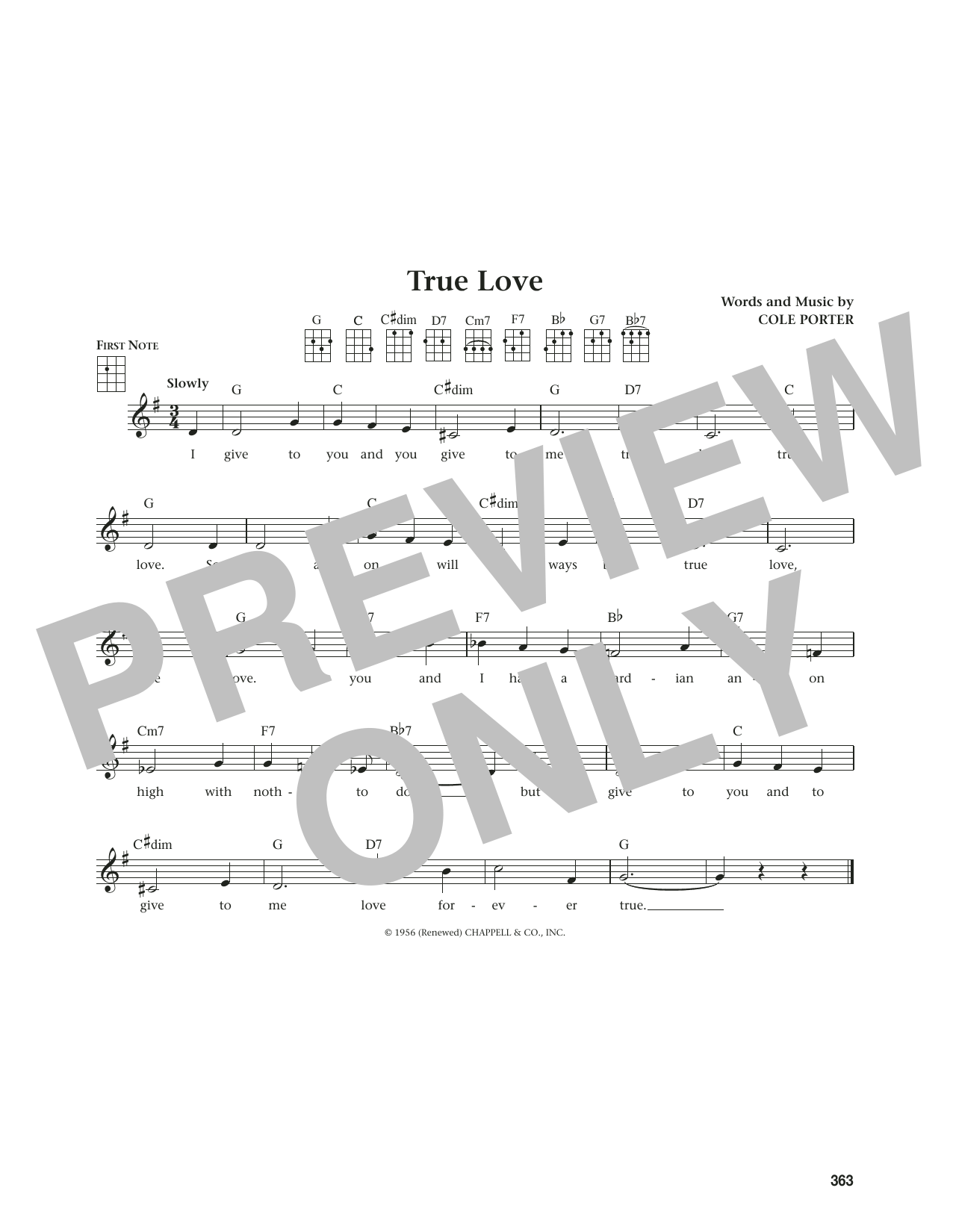 Bing Crosby & Grace Kelly True Love (from The Daily Ukulele) (arr. Jim Beloff) sheet music notes and chords arranged for Ukulele