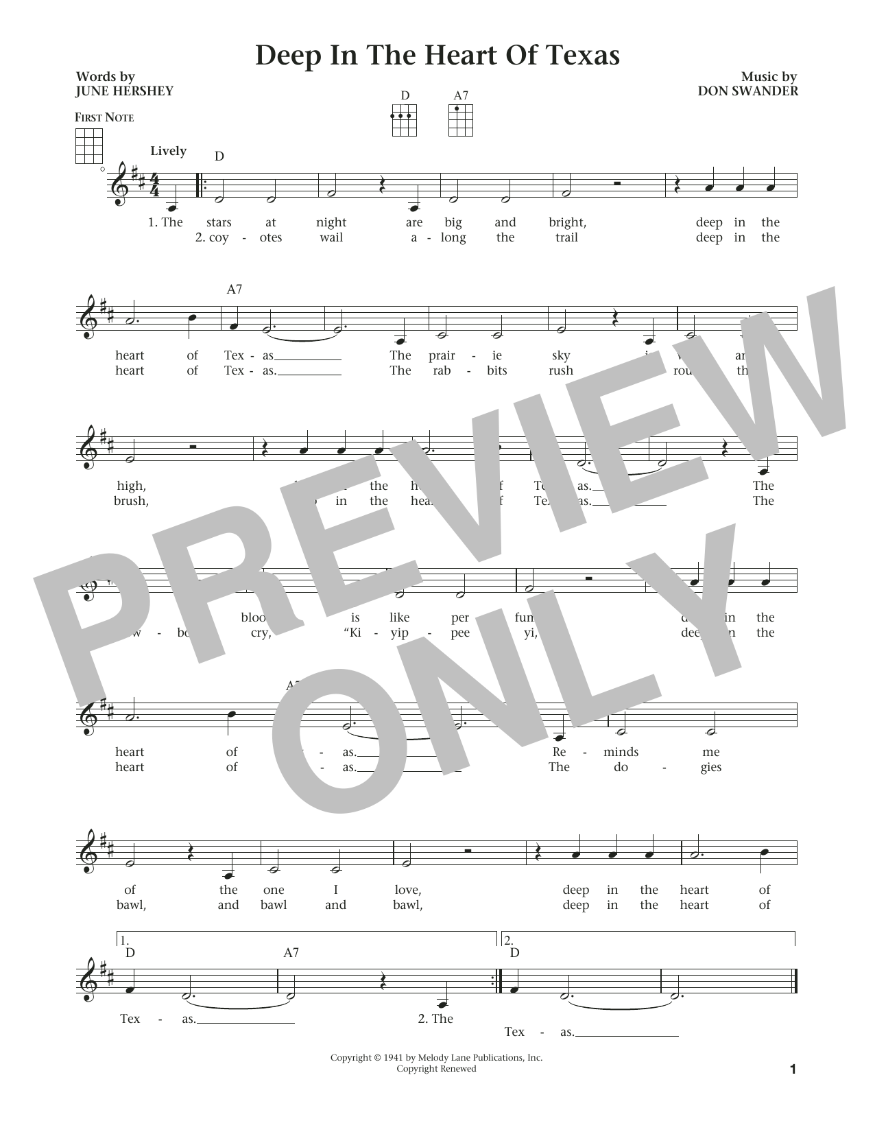 Bing Crosby Deep In The Heart Of Texas (from The Daily Ukulele) (arr. Liz and Jim Beloff) sheet music notes and chords arranged for Ukulele