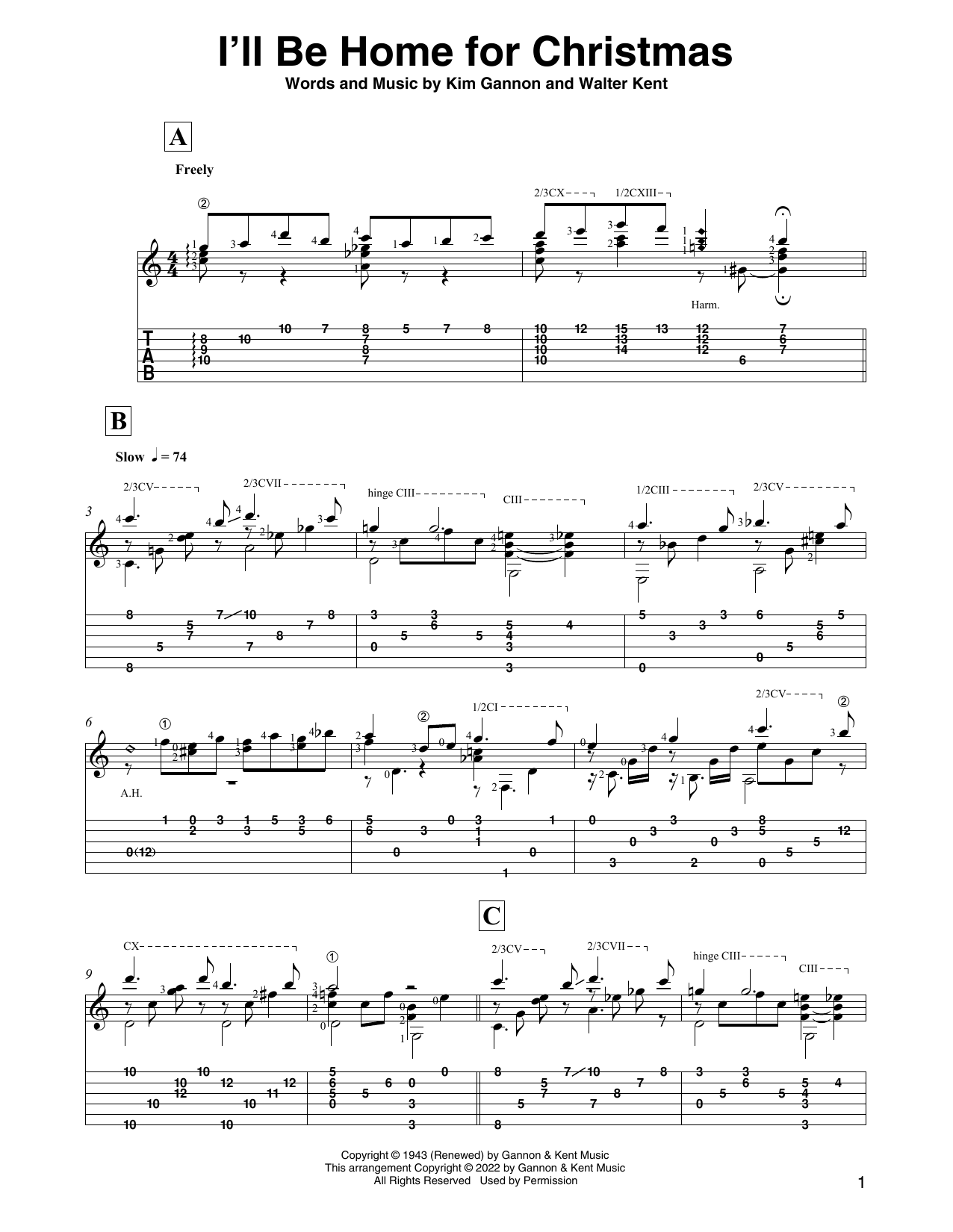 Bing Crosby I'll Be Home For Christmas (arr. David Jaggs) sheet music notes and chords arranged for Solo Guitar