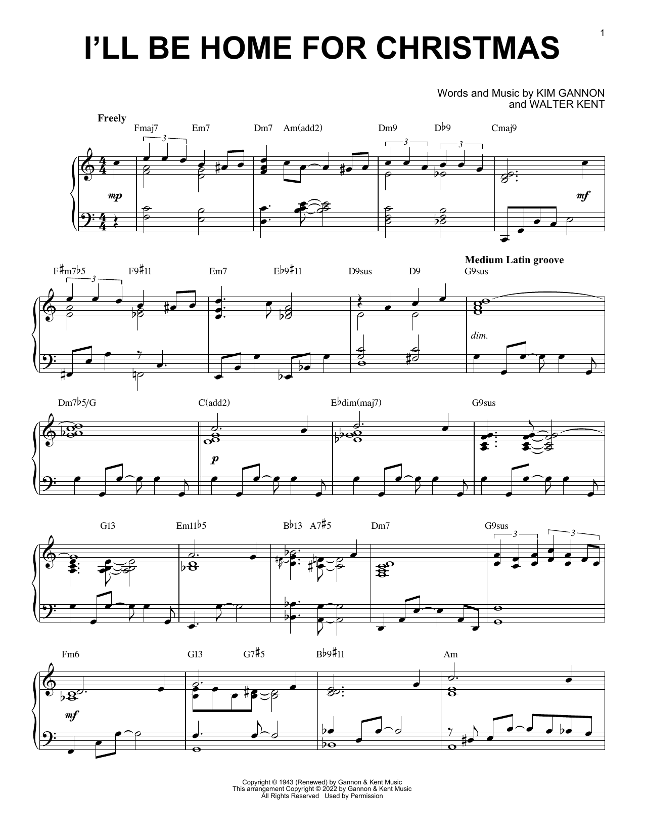 Bing Crosby I'll Be Home For Christmas [Jazz version] (arr. Brent Edstrom) sheet music notes and chords arranged for Piano Solo