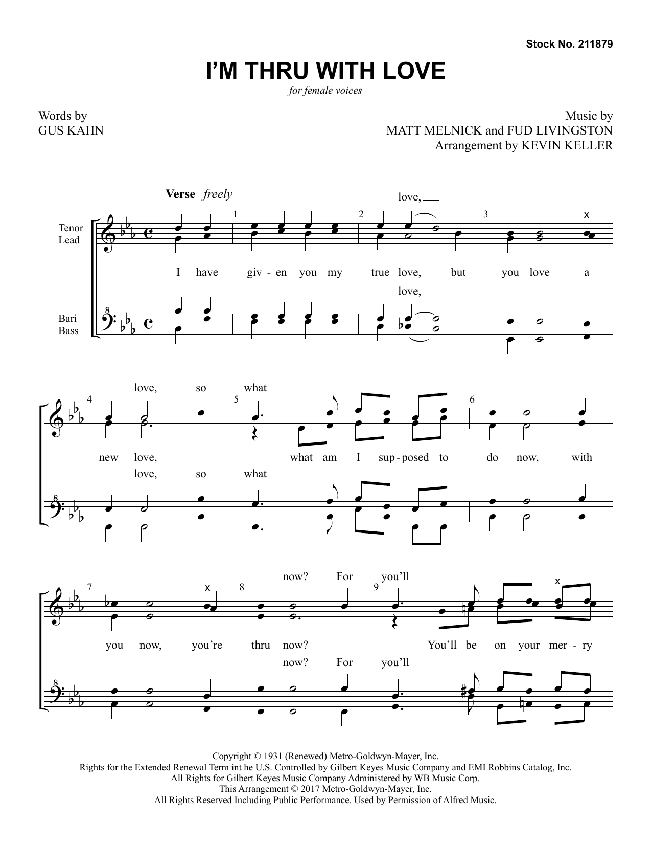 Bing Crosby I'm Thru With Love (arr. Kevin Keller) sheet music notes and chords arranged for TTBB Choir