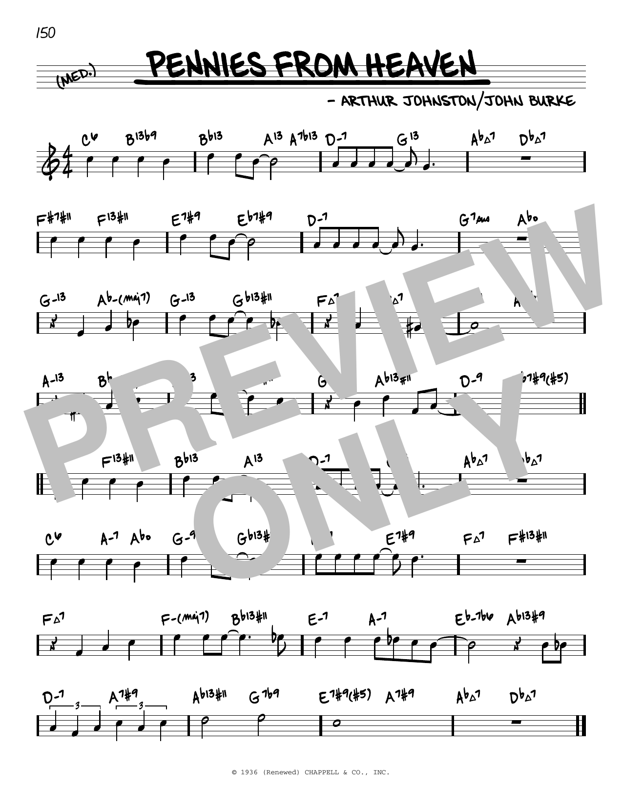 Bing Crosby Pennies From Heaven (arr. David Hazeltine) sheet music notes and chords arranged for Real Book – Enhanced Chords