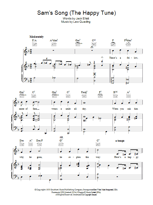 Bing Crosby Sam's Song (The Happy Tune) sheet music notes and chords arranged for Piano, Vocal & Guitar Chords