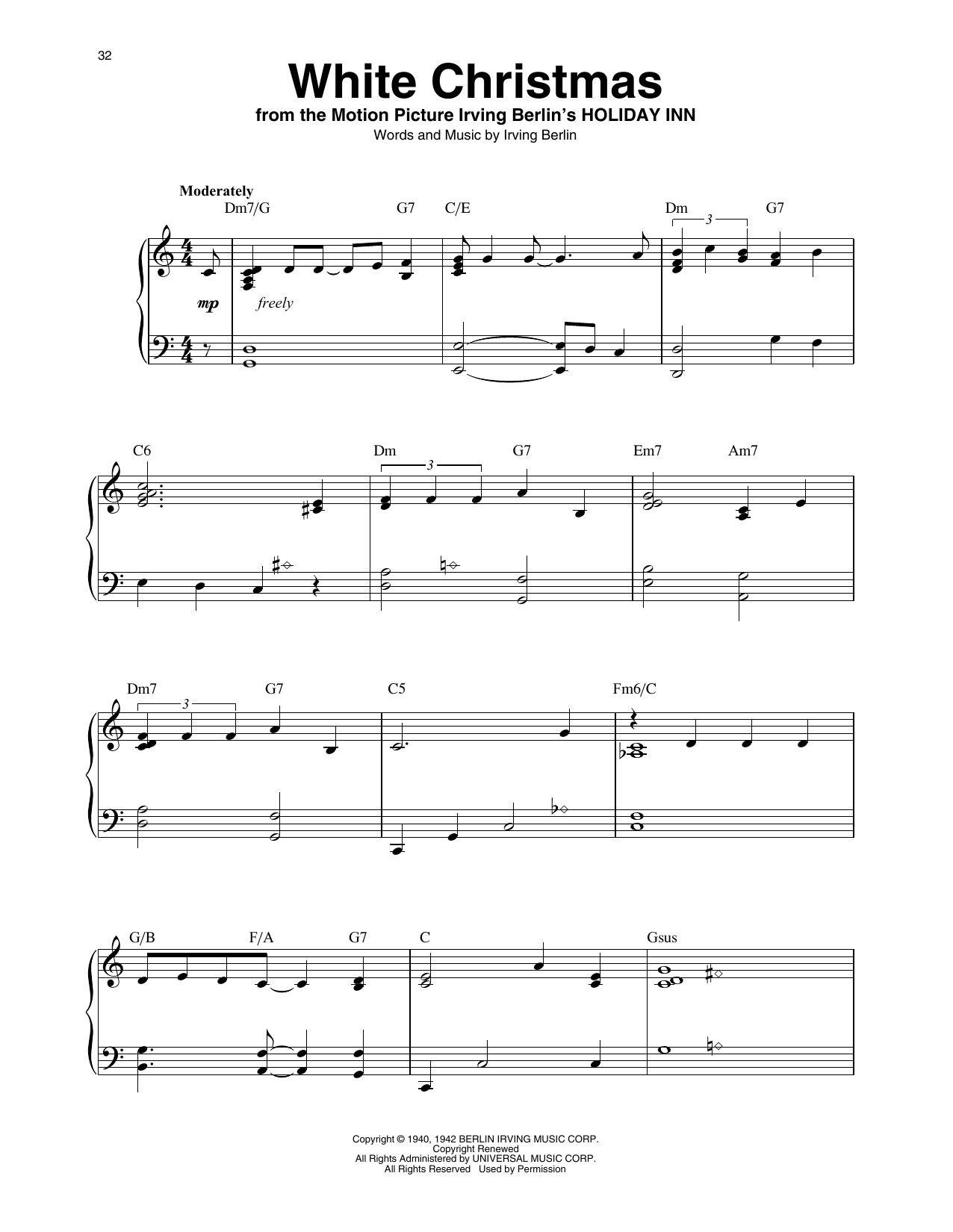 Bing Crosby White Christmas (arr. Maeve Gilchrist) sheet music notes and chords arranged for Harp