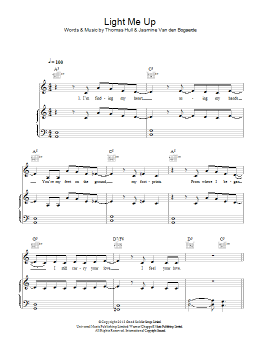 Birdy Light Me Up sheet music notes and chords arranged for Piano, Vocal & Guitar Chords