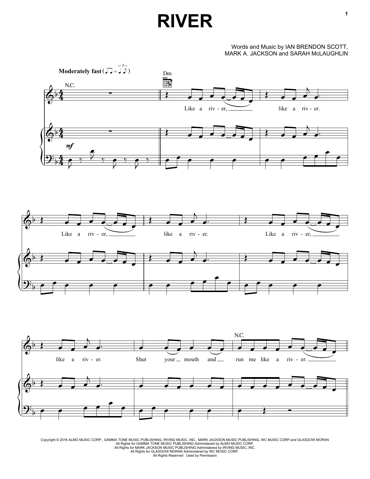 Bishop Briggs River sheet music notes and chords arranged for Piano, Vocal & Guitar Chords (Right-Hand Melody)