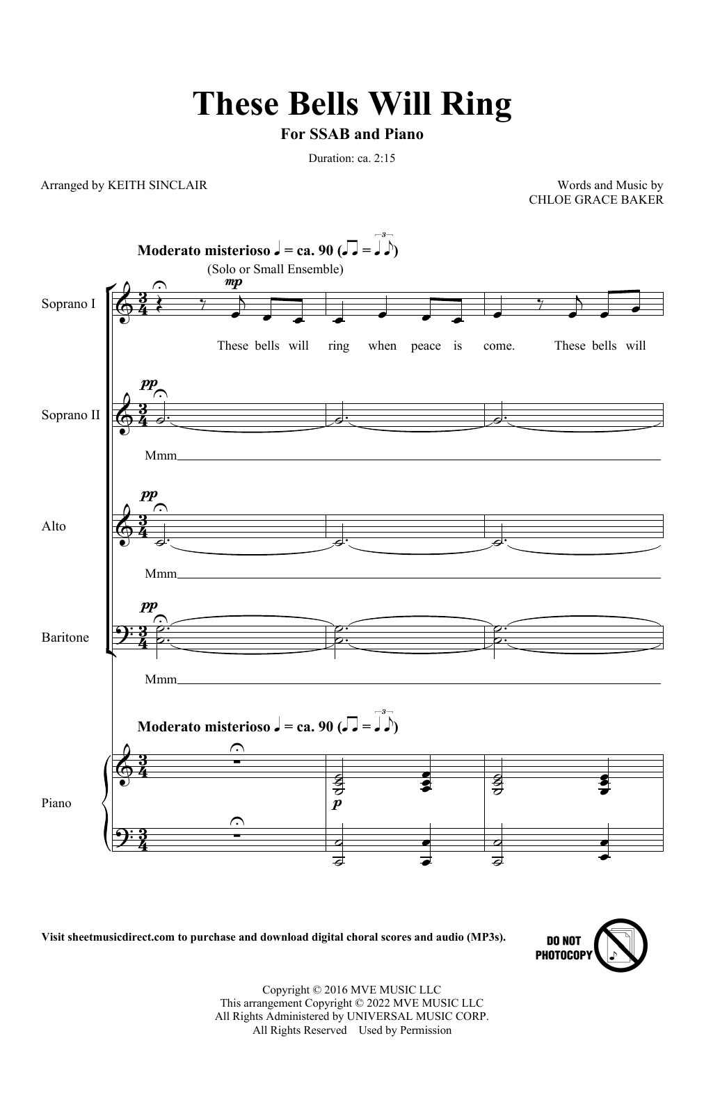 Bitter's Kiss & Bluestone These Bells Will Ring (arr. Keith Sinclair) sheet music notes and chords arranged for SATB Choir