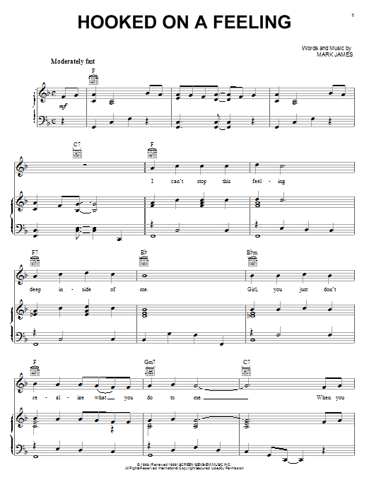 B.J. Thomas Hooked On A Feeling sheet music notes and chords arranged for Ukulele