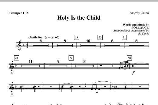BJ Davis Holy Is The Child - Bb Trumpet 1,2 sheet music notes and chords. Download Printable PDF.