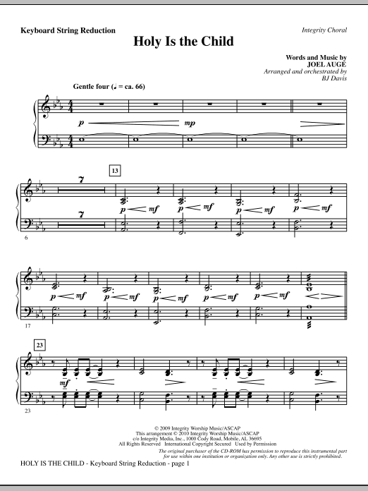 BJ Davis Holy Is The Child - Keyboard String Reduction sheet music notes and chords. Download Printable PDF.