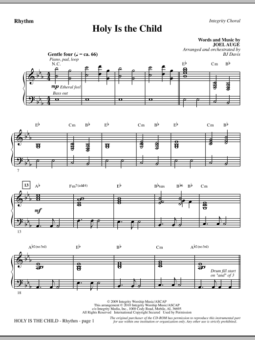 BJ Davis Holy Is The Child - Rhythm sheet music notes and chords. Download Printable PDF.