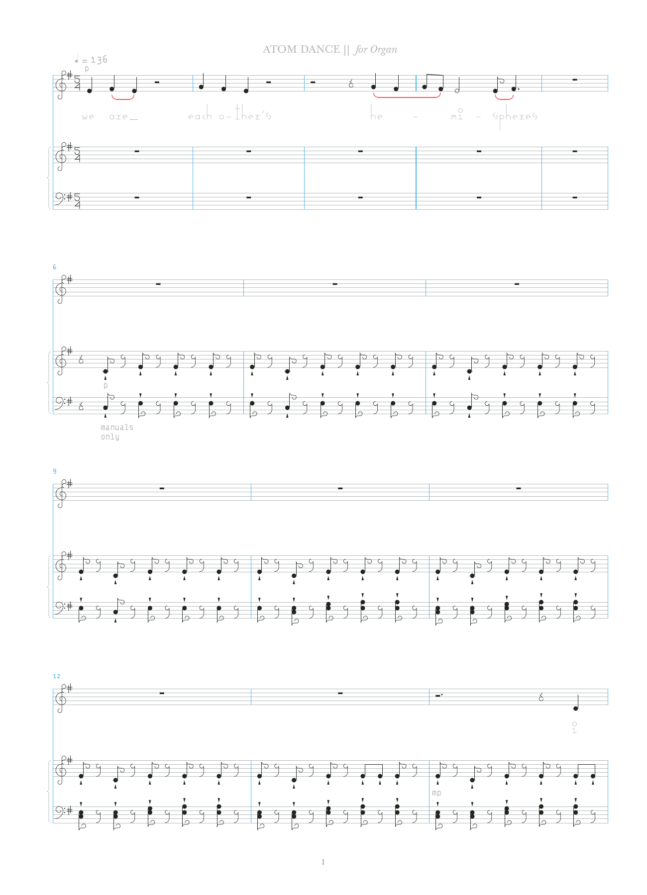Bjork Atom Dance sheet music notes and chords arranged for Organ