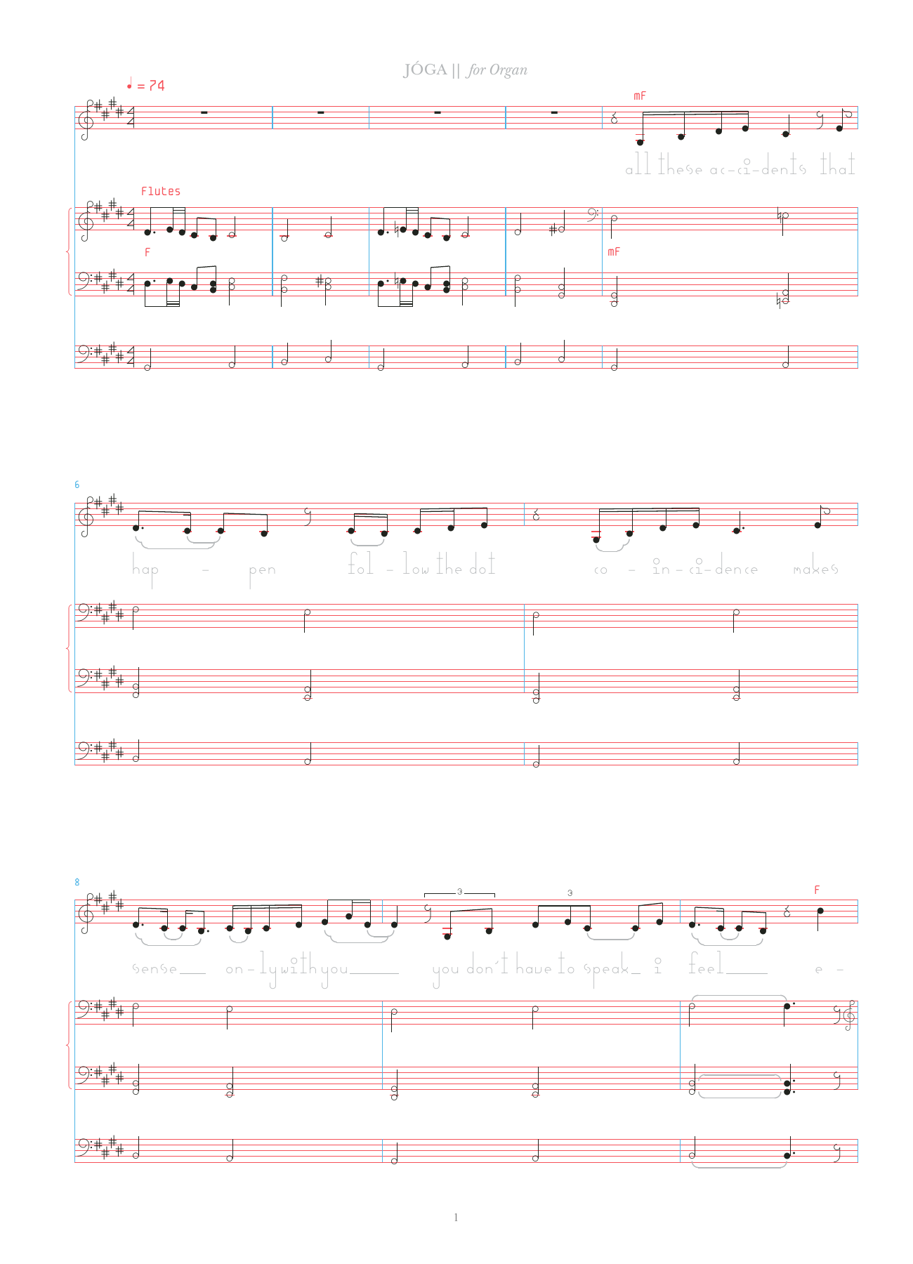 Bjork Joga sheet music notes and chords arranged for Organ